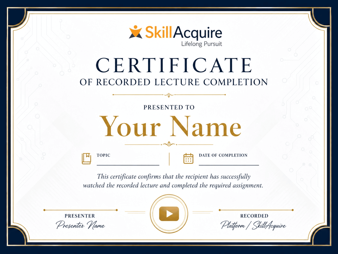 Certificate for OnDemand Participation